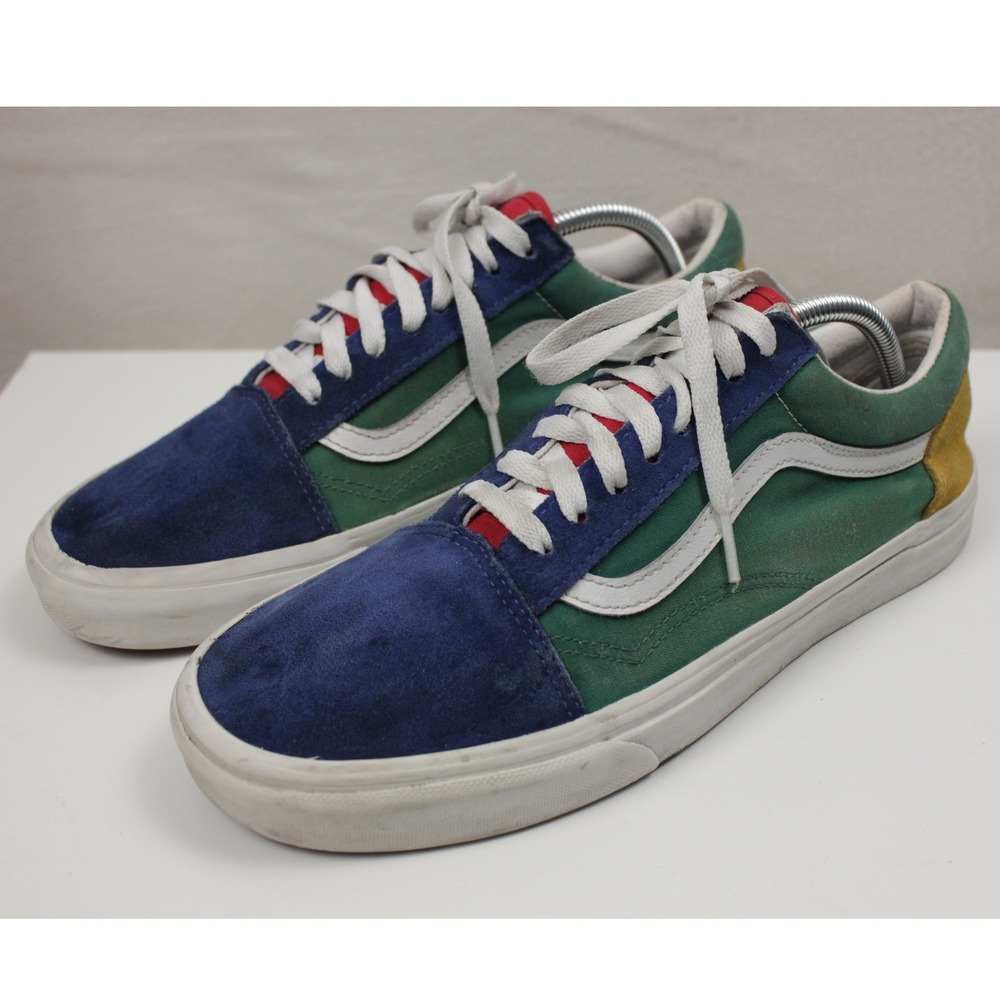 Vans Old Skool Colorblock Blue Green Yellow Suede Canvas Sneakers Mens‎ 10